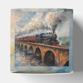 Dampfzug auf einer Brücke - Ölgemälde Geschenkschachtel (Oben)