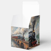 Dampfzug auf einer Brücke - Ölgemälde Geschenkschachtel (Geöffnet)