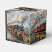 Dampfzug auf einer Brücke - Ölgemälde Geschenkschachtel (Rückseite)