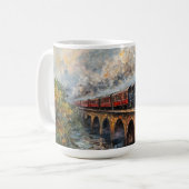 Dampfzug auf einer Brücke - Ölgemälde Kaffeetasse (Vorderseite Links)
