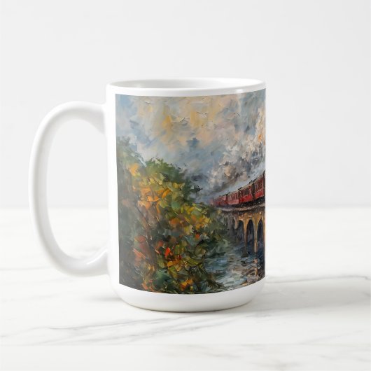 Dampfzug auf einer Brücke - Ölgemälde Kaffeetasse (Links)