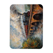 Dampfzug auf einer Brücke - Ölgemälde Magnet (Vertikal)