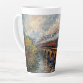 Dampfzug auf einer Brücke - Ölgemälde Milchtasse (Linke Ecke)