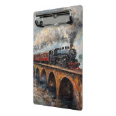 Dampfzug auf einer Brücke - Ölgemälde Mini Klemmbrett (Gewinkelt2)