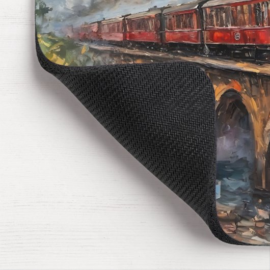 Dampfzug auf einer Brücke - Ölgemälde Mousepad (Ecke)