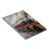 Dampfzug auf einer Brücke - Ölgemälde Notizblock (Rechte Seite)