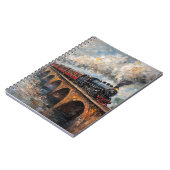 Dampfzug auf einer Brücke - Ölgemälde Notizblock (Linke Seite)