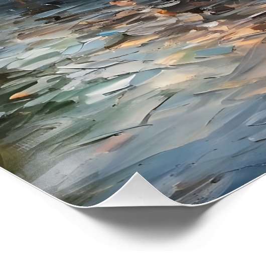 Dampfzug auf einer Brücke - Ölgemälde Poster (Ecke)