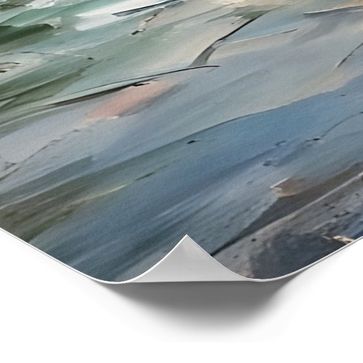 Dampfzug auf einer Brücke - Ölgemälde Poster (Ecke)