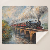 Dampfzug auf einer Brücke - Ölgemälde Sherpadecke (Vorderseite (Horizontal))