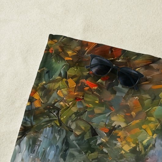 Dampfzug auf einer Brücke - Ölgemälde Strandtuch (Beispiel)