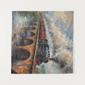 Dampfzug auf einer Brücke - Ölgemälde Wandteppich (Vorderseite (Horizontal))