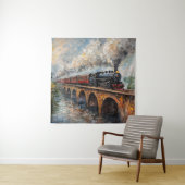 Dampfzug auf einer Brücke - Ölgemälde Wandteppich (Beispiel)
