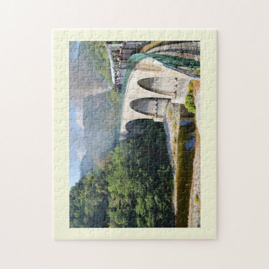 Dampfzug auf einer Brücke Puzzle (Vertikal)