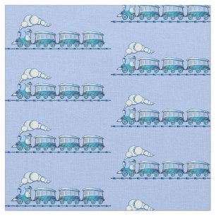 Dampfzug auf Light Blue  Stoff