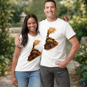 Dampfzug aus der Mitte des Jahrhunderts   Retro-Vi T-Shirt