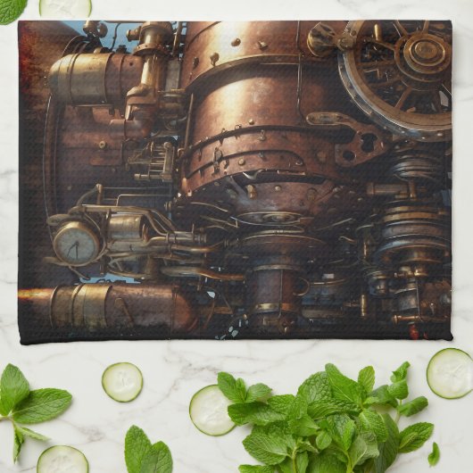 Dampfzug aus Kupfer Geschirrtuch (Gefaltet)