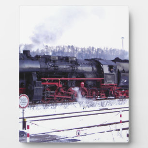 Dampfzug-Bahnlokomotivstations-Motor Fotoplatte