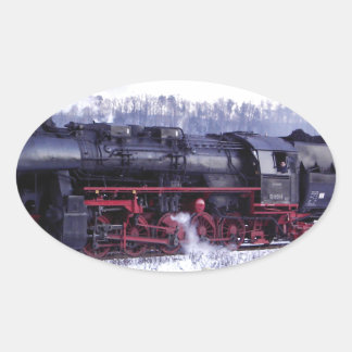 Dampfzug-Bahnlokomotivstations-Motor Ovaler Aufkleber