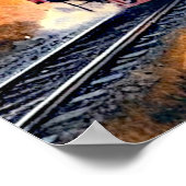 Dampfzug bei Sonnenuntergang Poster (Ecke)