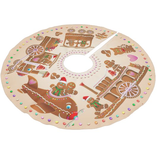 Dampfzug, Dampfboot und Flugzeug Polyester Weihnachtsbaumdecke (Schrägansicht)