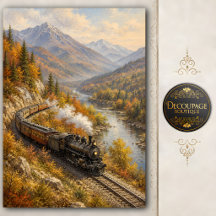 Dampfzug-Decoupage-Seidenpapier Berglandschaft