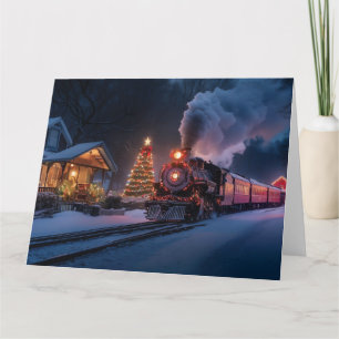 Dampfzug durch die Weihnachtsstadt Karte