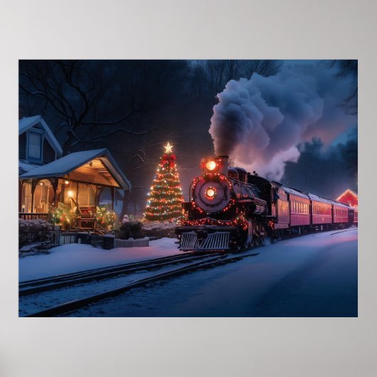 Dampfzug durch die Weihnachtsstadt Poster (Vorne)