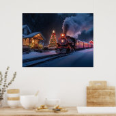 Dampfzug durch die Weihnachtsstadt Poster (Küche)