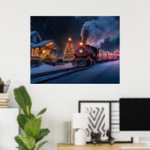 Dampfzug durch die Weihnachtsstadt Poster (Heimbüro)