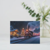 Dampfzug durch die Weihnachtsstadt Postkarte (Stehend Vorderseite)