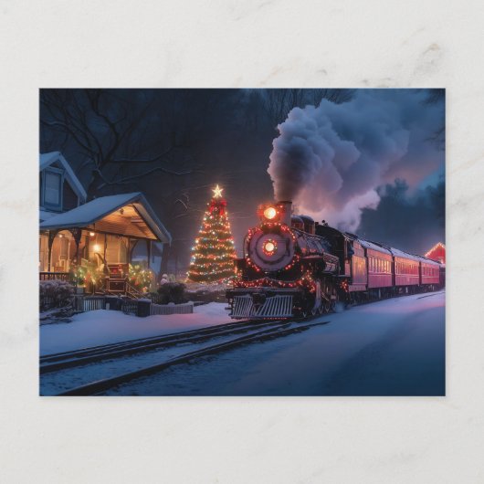 Dampfzug durch die Weihnachtsstadt Postkarte (Vorderseite)