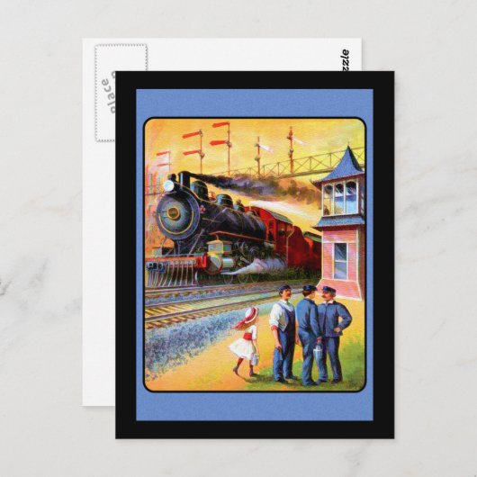 Dampfzug für Lokomotive Postkarte (Vorne/Hinten)