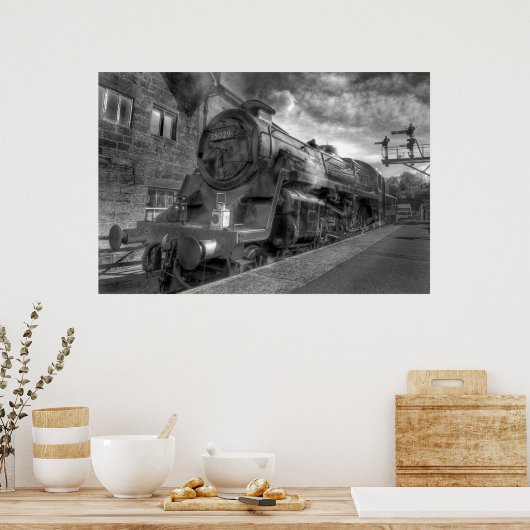 Dampfzug HDR in B&W Poster (Küche)