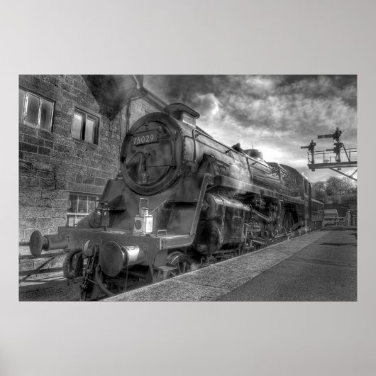 Dampfzug HDR in B&W Poster (Vorne)