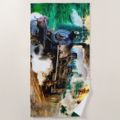 Dampfzug im Motor Wald Dampflokomotive Name Strandtuch (Vorderseite)