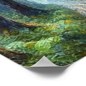 Dampfzug im Regenwald bei Nacht, Eisenbahn Poster (Ecke)