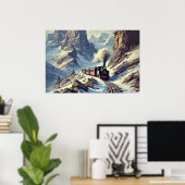 Dampfzug im Schneegebirge, Eisenbahn Poster (Heimbüro)
