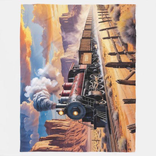 Dampfzug in der Wüste Fleecedecke (Vorderseite)