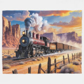 Dampfzug in der Wüste Fleecedecke (Vorderseite (Horizontal))