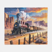 Dampfzug in der Wüste Fleecedecke (Vorderseite (Horizontal))