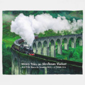 Dampfzug in Glenfinnan Viadukt - Name Text hinzufü Fleecedecke (Vorderseite (Horizontal))