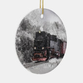 Dampfzug in Schnee Keramik Ornament (Rechts)