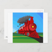 Dampfzug Lokomotive Cartoon Postkarte (Vorne/Hinten)