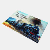 Dampfzug Lokomotive-Motoren mit Text Fußmatte (Schrägansicht)