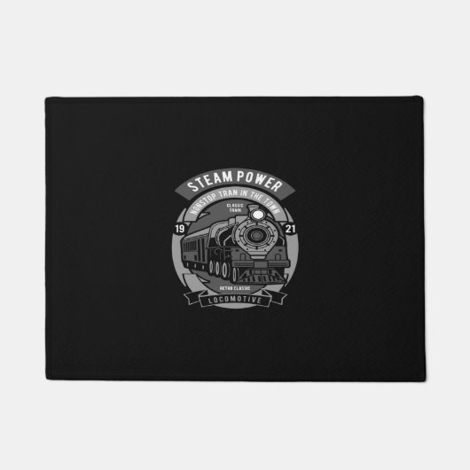 Dampfzug mit Power ohne Haltestelle in der Stadt Fußmatte (Vorderseite)