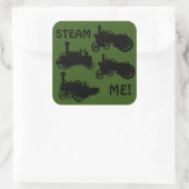 Dampfzug Motor Bauernhof Traktor Landschaftlich An Quadratischer Aufkleber (Tasche)