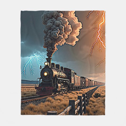 Dampfzug Motor im Sturm Fleecedecke (Vorderseite)