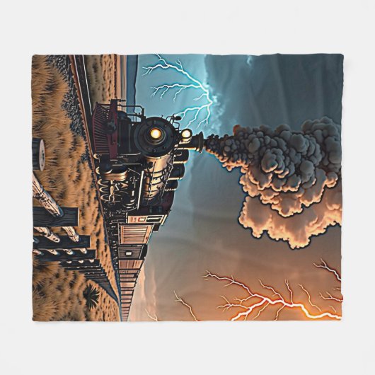 Dampfzug Motor im Sturm Fleecedecke (Vorderseite (Horizontal))