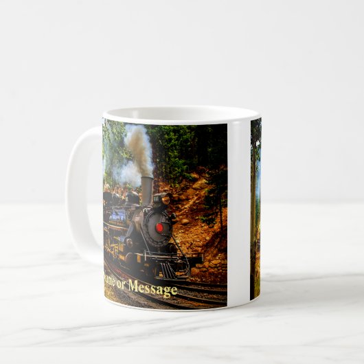 Dampfzug-Motor-Lokomotive in Waldbezeichnung Kaffeetasse (Vorderseite Links)